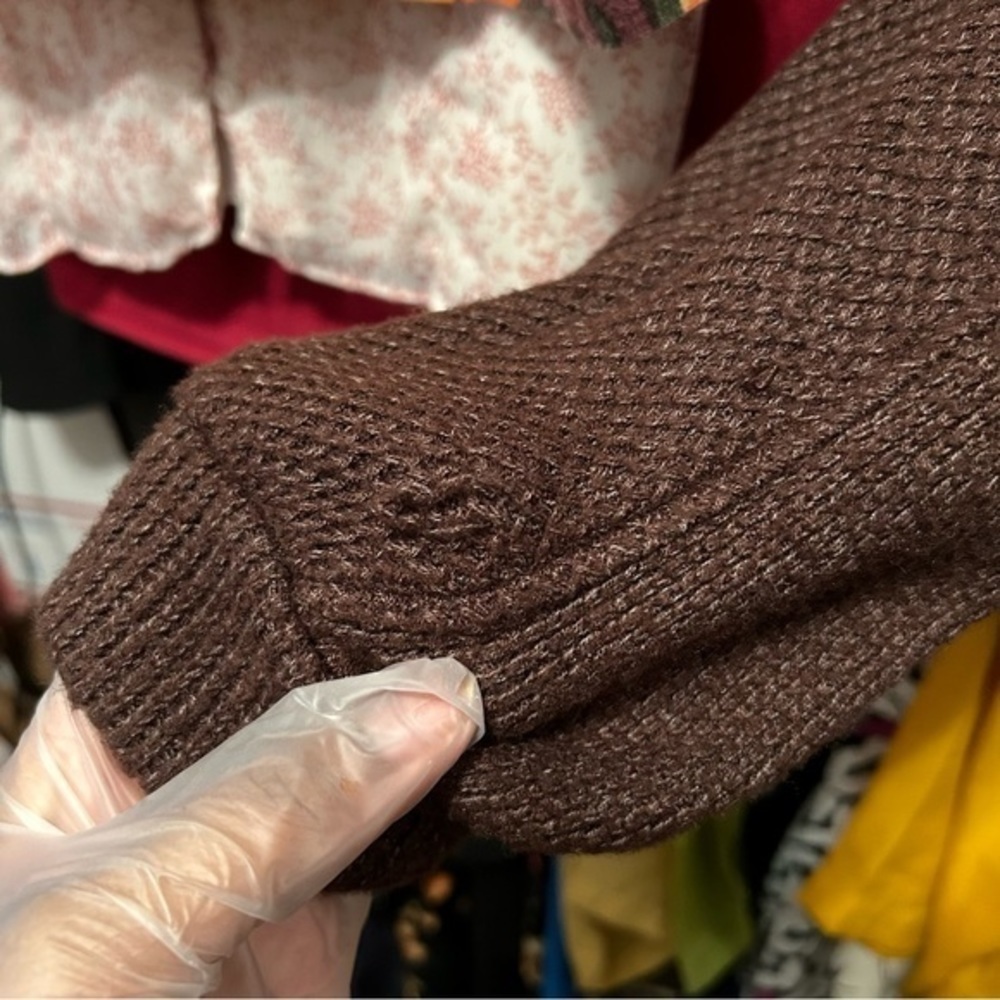 Banana Republic Brown Drop Shoulder Waffle Knit Sweater Size Medium - "Lacie" - Picture 9 of 13